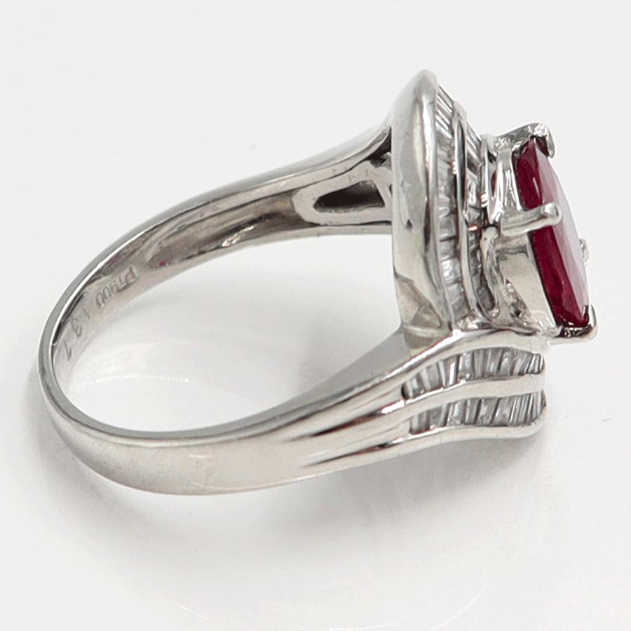 Pt900ルビーダイヤモンドリング　R1.37ct　D0.82ct　リングサイズ13号　重量10.30ｇ(石の重量含む)　レディース（中古）