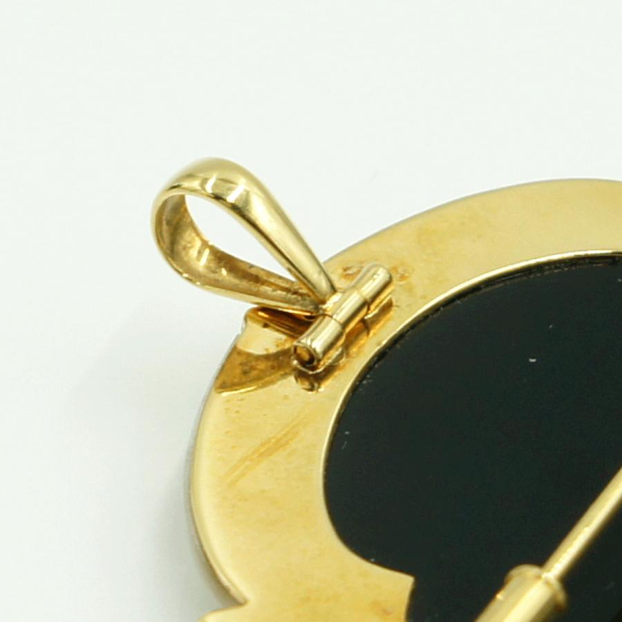 エルヴィン・ポーリー　K18/Pt900メノウカメオペンダントブローチ　重量25.76ｇ　レディース（中古）