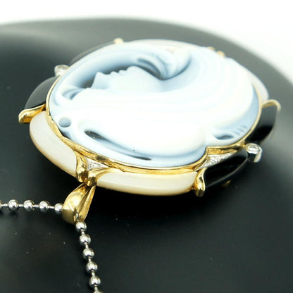 エルヴィン・ポーリー　K18/Pt900メノウカメオペンダントブローチ　重量25.76ｇ　レディース（中古）