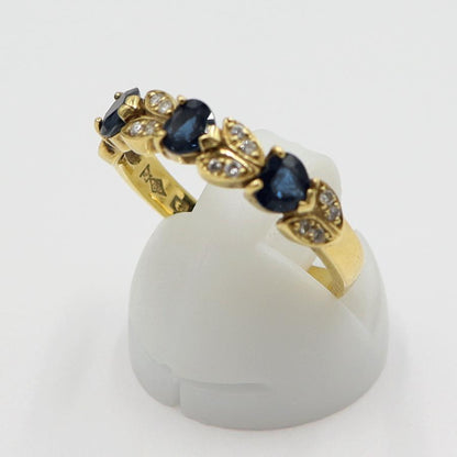 K18サファイアリング　リングサイズ17号　重量3.77ｇ(石の重量含む)　レディース(中古)