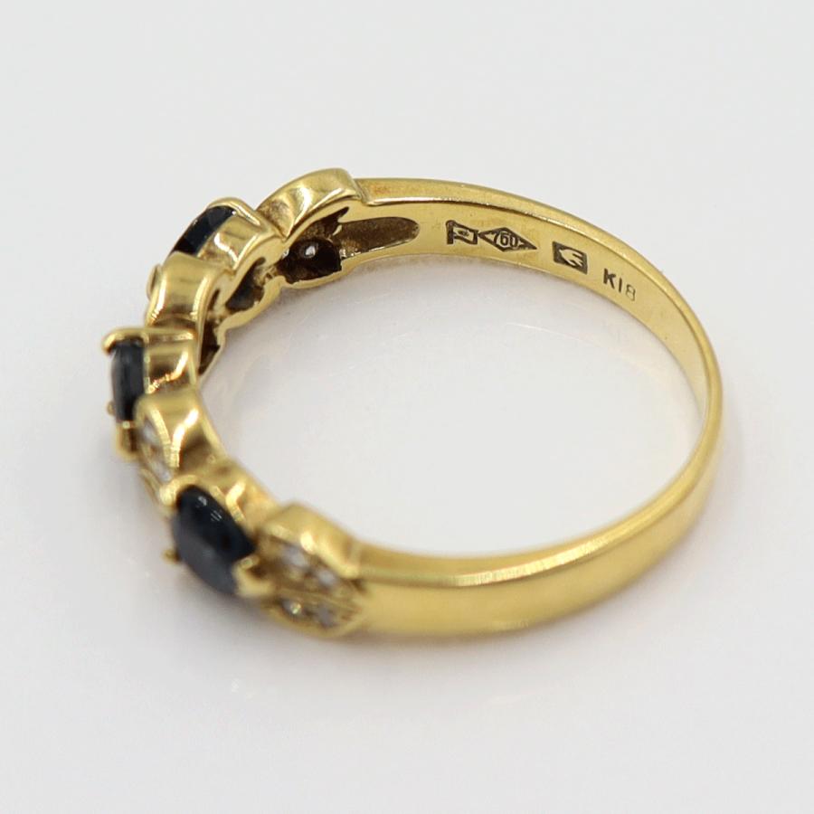 K18サファイアリング　リングサイズ17号　重量3.77ｇ(石の重量含む)　レディース(中古)