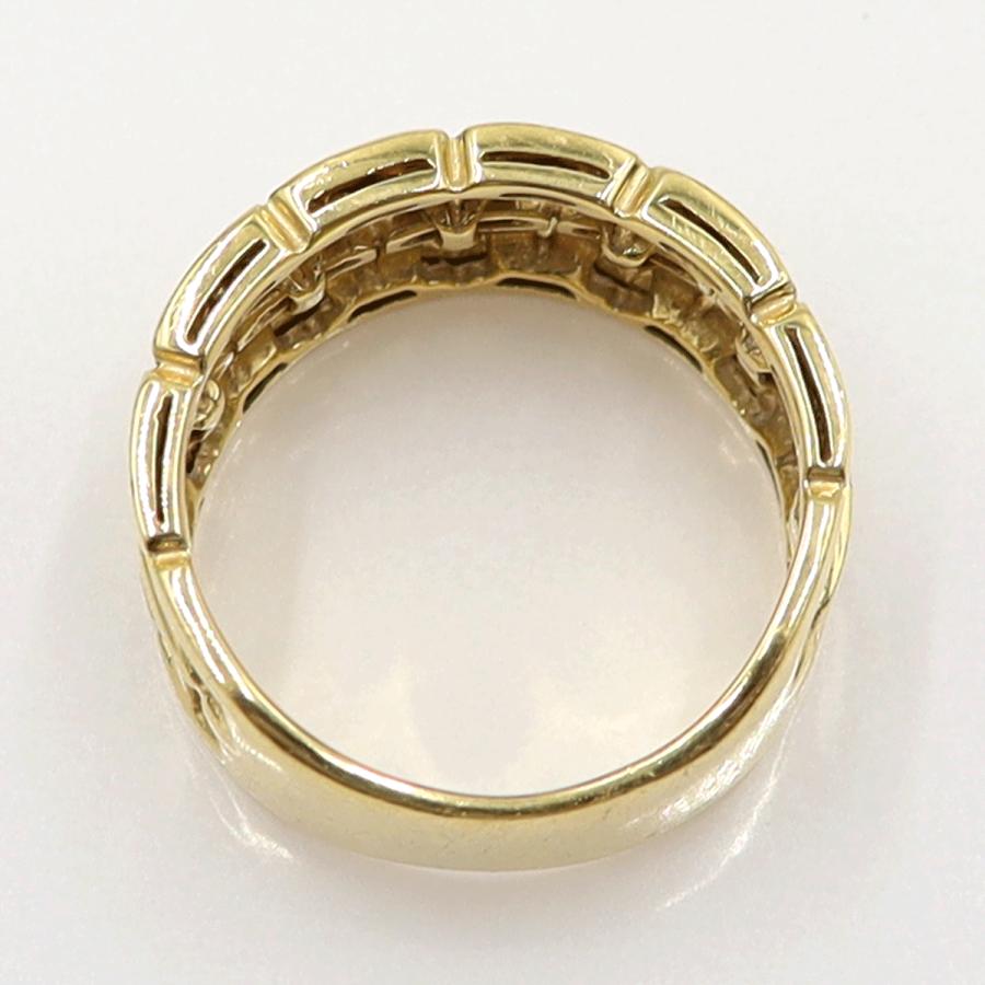 K18ダイヤデザインリング　D0.08ct　リングサイズ19号　重量10.0ｇ(石の重量含む)　(中古)