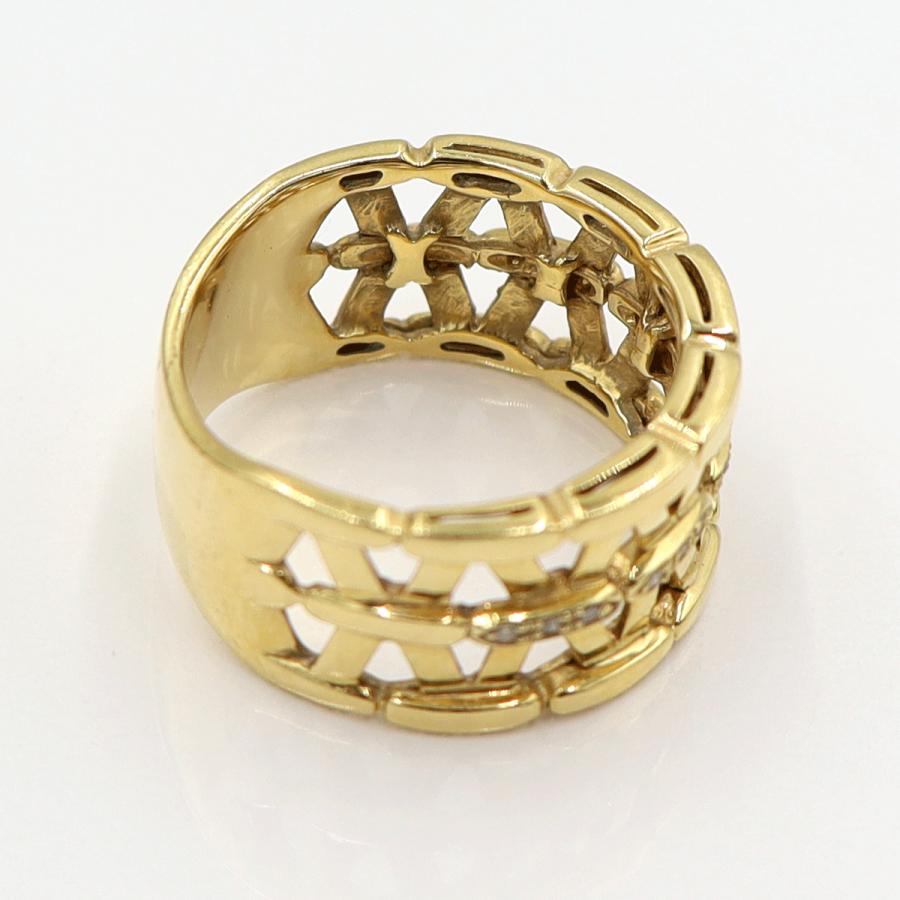 K18ダイヤデザインリング　D0.08ct　リングサイズ19号　重量10.0ｇ(石の重量含む)　(中古)