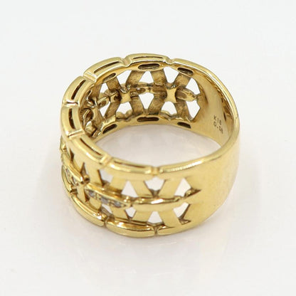 K18ダイヤデザインリング　D0.08ct　リングサイズ19号　重量10.0ｇ(石の重量含む)　(中古)