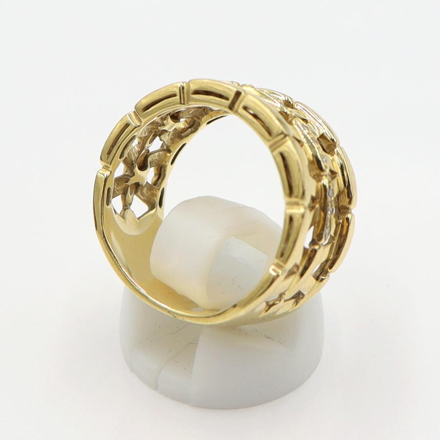 K18ダイヤデザインリング　D0.08ct　リングサイズ19号　重量10.0ｇ(石の重量含む)　(中古)