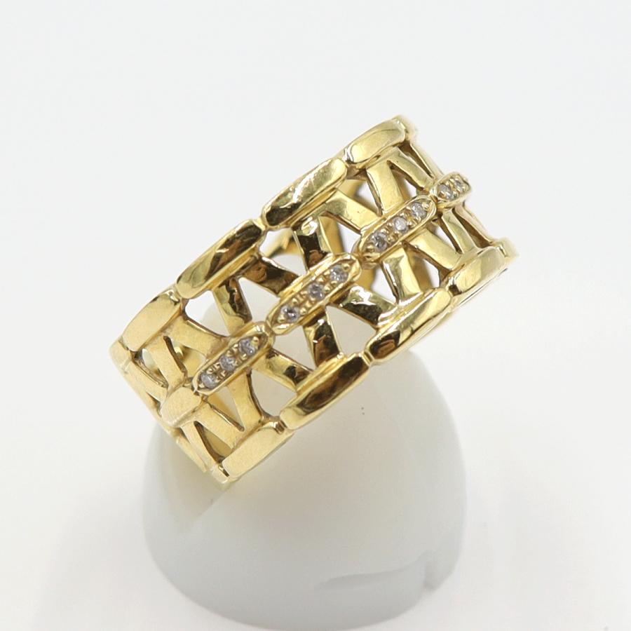 K18ダイヤデザインリング　D0.08ct　リングサイズ19号　重量10.0ｇ(石の重量含む)　(中古)