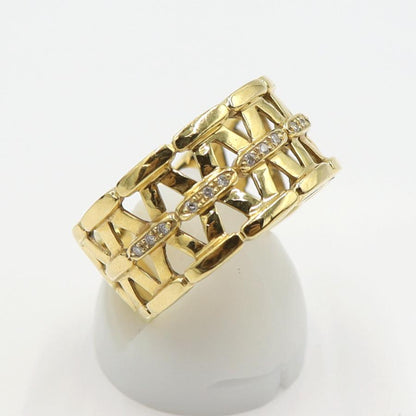 K18ダイヤデザインリング　D0.08ct　リングサイズ19号　重量10.0ｇ(石の重量含む)　(中古)