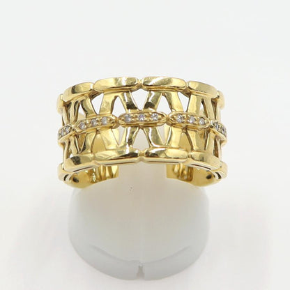 K18ダイヤデザインリング　D0.08ct　リングサイズ19号　重量10.0ｇ(石の重量含む)　(中古)