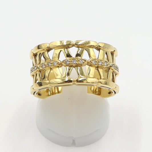 K18ダイヤデザインリング　D0.08ct　リングサイズ19号　重量10.0ｇ(石の重量含む)　(中古)