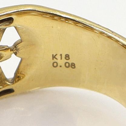 K18ダイヤデザインリング　D0.08ct　リングサイズ19号　重量10.0ｇ(石の重量含む)　(中古)