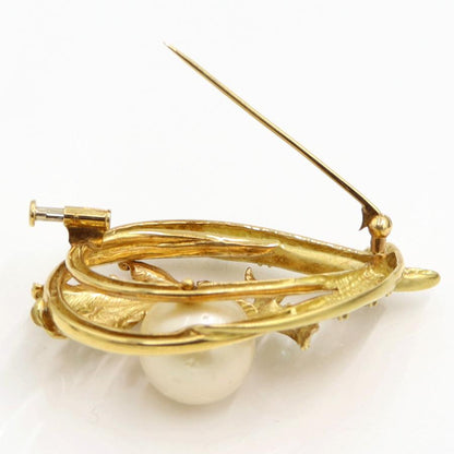 K18南洋珠ブローチ　パール13mm　重量20.42ｇ(石の重量含む)　ダイヤモンド　レディース（中古）