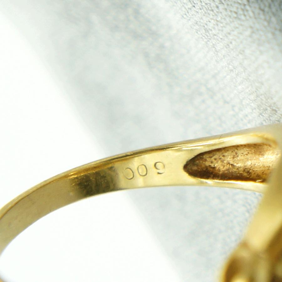 K18マルチ石リング「パンサー」リング12号　重量5.98ｇ（中古）