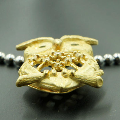 K18エメラルドペンダントトップ「フクロウ」　重量5.1ｇ(石の重量含む)（中古）