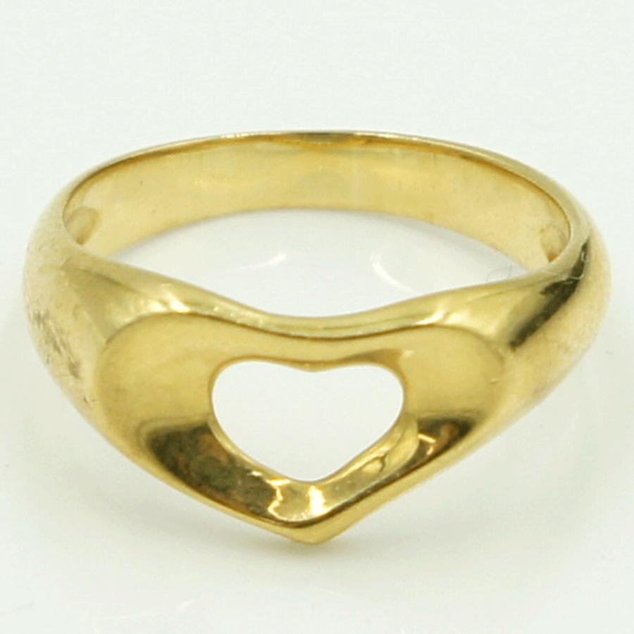 ティファニー(Tiffany & Co.)　750 オープンハートリング　リングサイズ10号　重量3.69ｇ　レディース（中古）