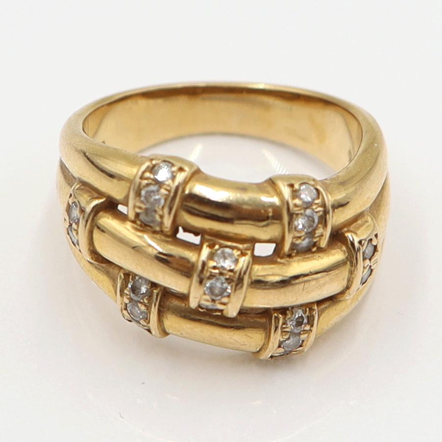 K18ダイヤデザインリング　D0.25ct　リングサイズ12号　重量7.62ｇ(石の重量含む)　(中古)