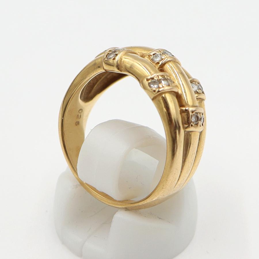 K18ダイヤデザインリング　D0.25ct　リングサイズ12号　重量7.62ｇ(石の重量含む)　(中古)