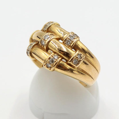 K18ダイヤデザインリング　D0.25ct　リングサイズ12号　重量7.62ｇ(石の重量含む)　(中古)