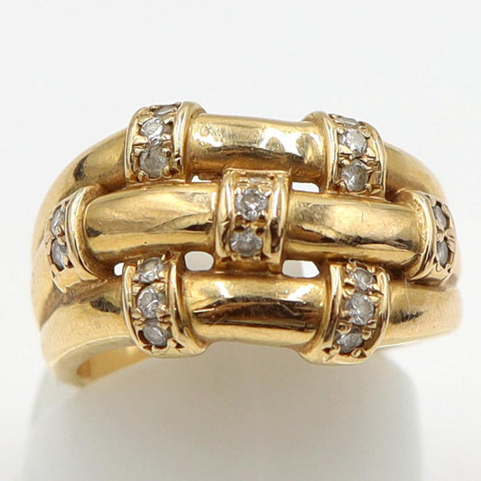 K18ダイヤデザインリング　D0.25ct　リングサイズ12号　重量7.62ｇ(石の重量含む)　(中古)