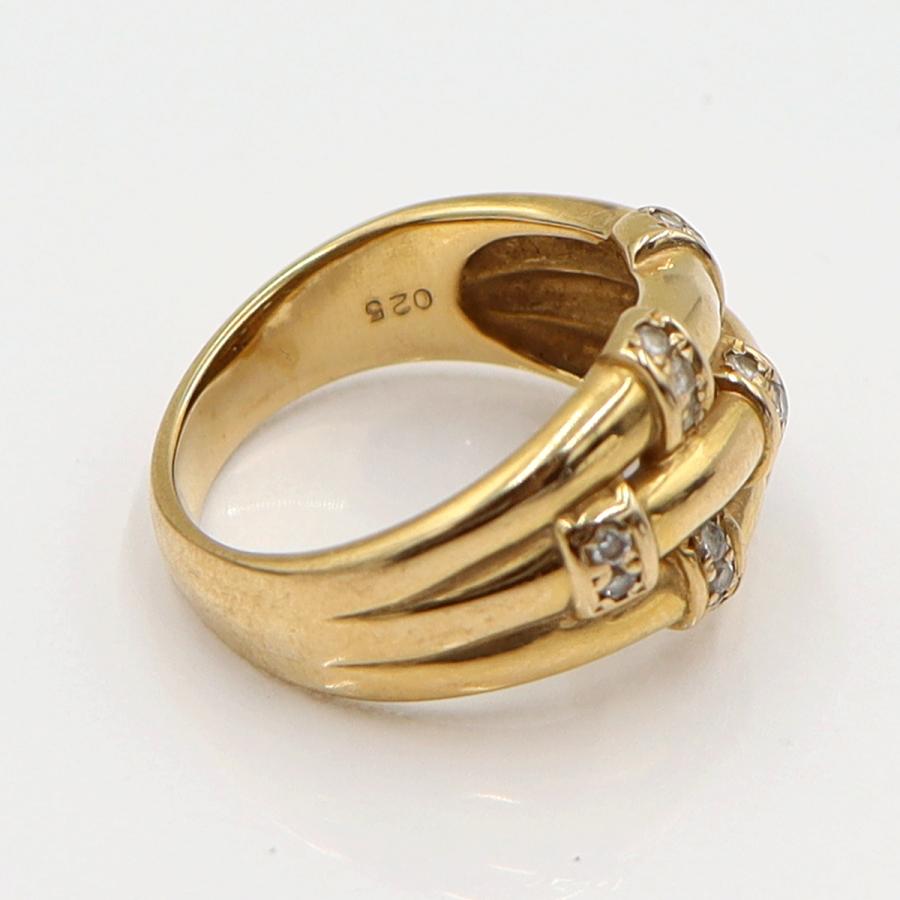 K18ダイヤデザインリング　D0.25ct　リングサイズ12号　重量7.62ｇ(石の重量含む)　(中古)