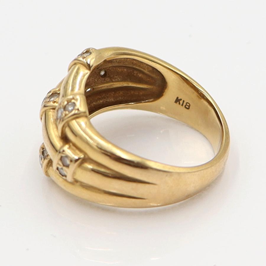 K18ダイヤデザインリング　D0.25ct　リングサイズ12号　重量7.62ｇ(石の重量含む)　(中古)