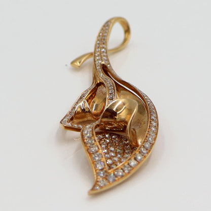 750PGダイヤモンドペンダント「リーフ」　D1.15ct　重量6.55ｇ(石の重量含む) （中古）