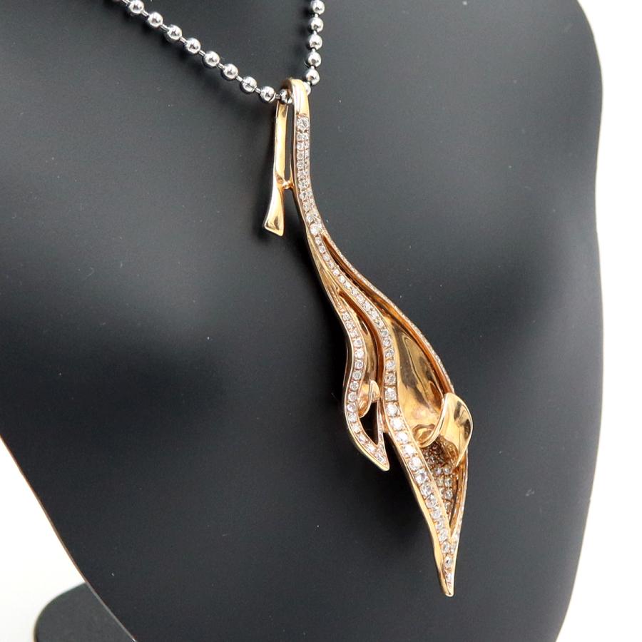 750PGダイヤモンドペンダント「リーフ」　D1.15ct　重量6.55ｇ(石の重量含む) （中古）