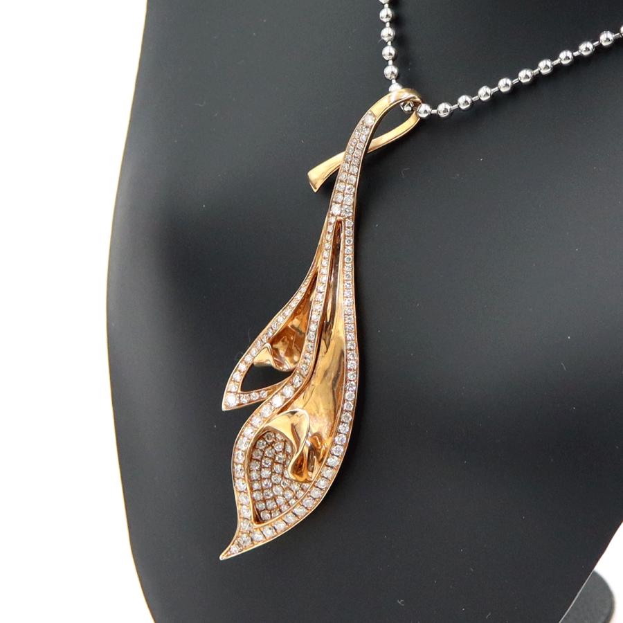 750PGダイヤモンドペンダント「リーフ」　D1.15ct　重量6.55ｇ(石の重量含む) （中古）