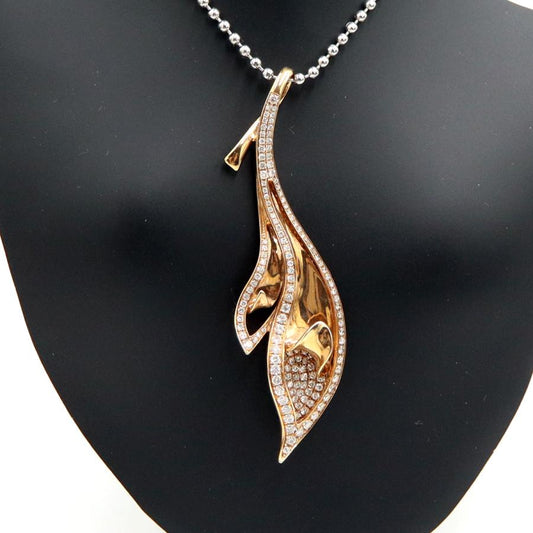 750PGダイヤモンドペンダント「リーフ」　D1.15ct　重量6.55ｇ(石の重量含む) （中古）