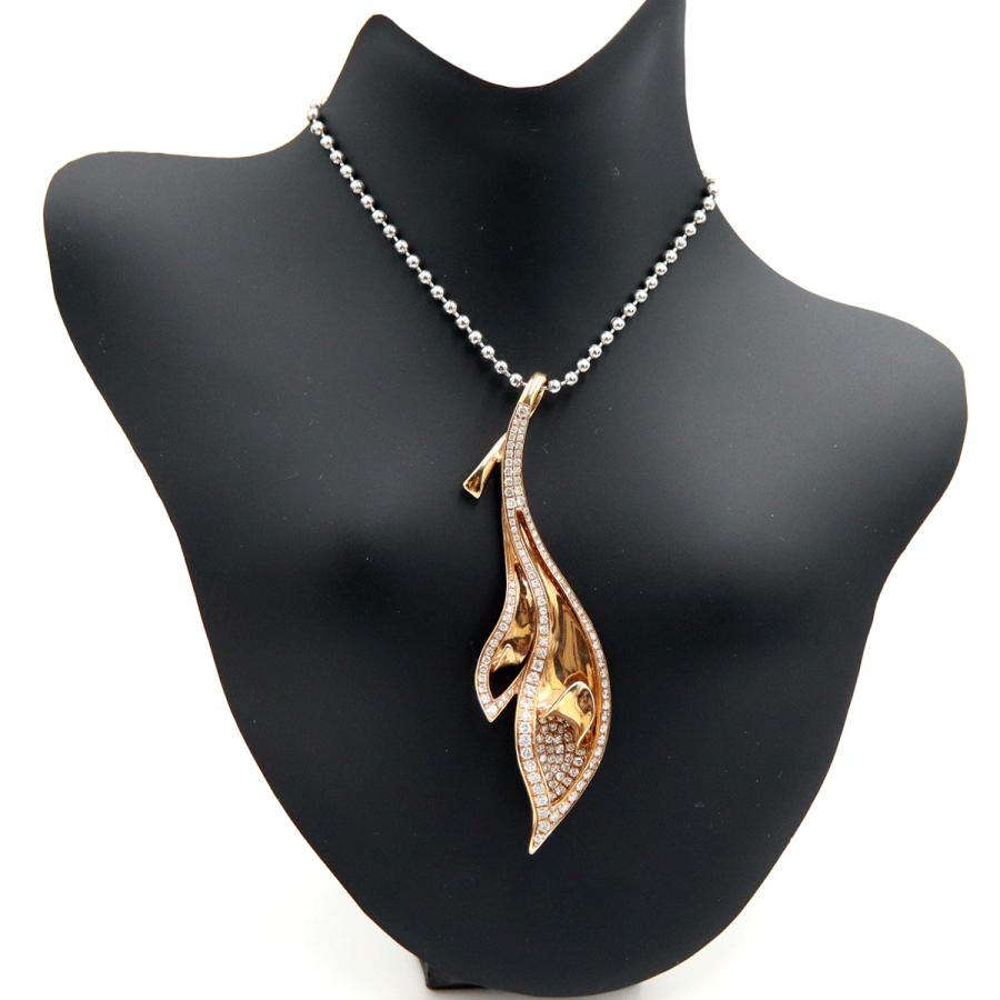 750PGダイヤモンドペンダント「リーフ」　D1.15ct　重量6.55ｇ(石の重量含む) （中古）