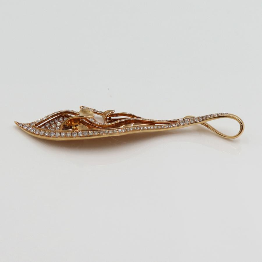 750PGダイヤモンドペンダント「リーフ」　D1.15ct　重量6.55ｇ(石の重量含む) （中古）