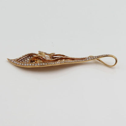 750PGダイヤモンドペンダント「リーフ」　D1.15ct　重量6.55ｇ(石の重量含む) （中古）