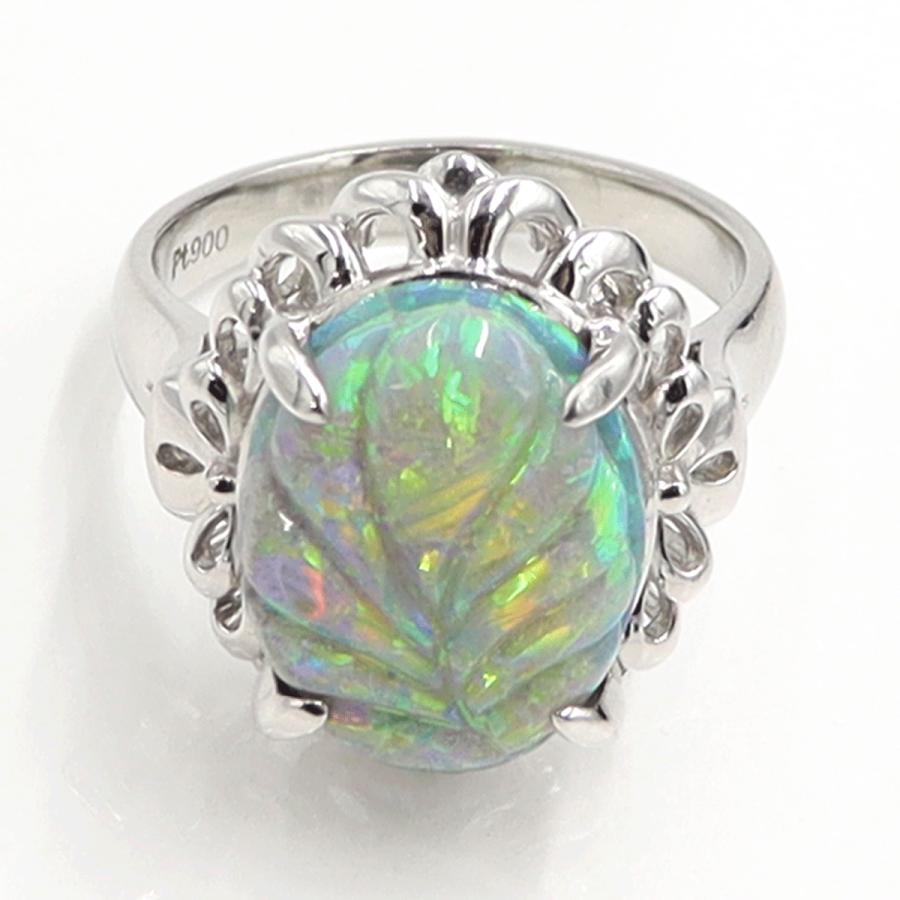 Pt900オパールリング　タブレットOP7.64ct　リングサイズ19号　重量12.65ｇ(石の重量含む)　レディース（中古）