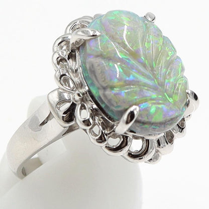 Pt900オパールリング　タブレットOP7.64ct　リングサイズ19号　重量12.65ｇ(石の重量含む)　レディース（中古）