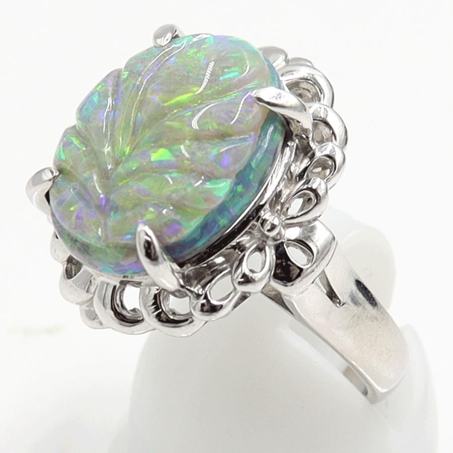 Pt900オパールリング　タブレットOP7.64ct　リングサイズ19号　重量12.65ｇ(石の重量含む)　レディース（中古）