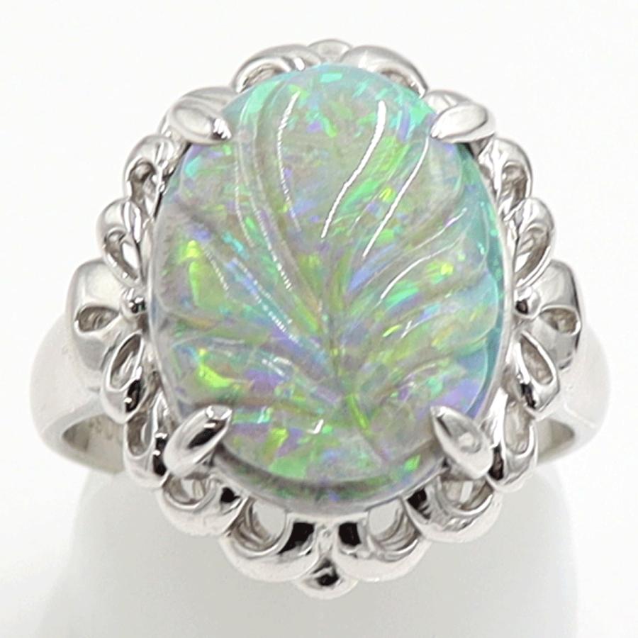 Pt900オパールリング　タブレットOP7.64ct　リングサイズ19号　重量12.65ｇ(石の重量含む)　レディース（中古）