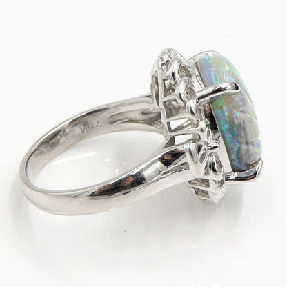 Pt900オパールリング　タブレットOP7.64ct　リングサイズ19号　重量12.65ｇ(石の重量含む)　レディース（中古）