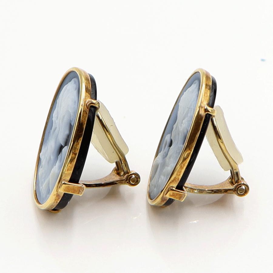 K18メノウカメオイヤリング　重量6.58ｇ(両耳・総重量)　（中古）