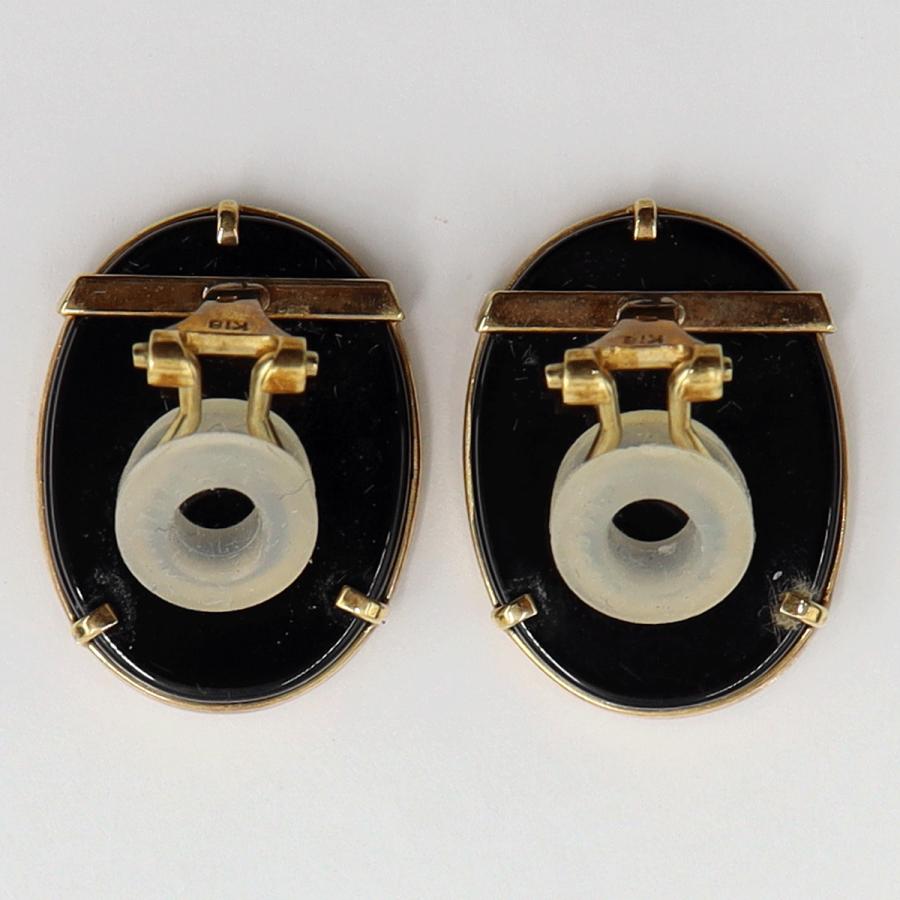 K18メノウカメオイヤリング　重量6.58ｇ(両耳・総重量)　（中古）