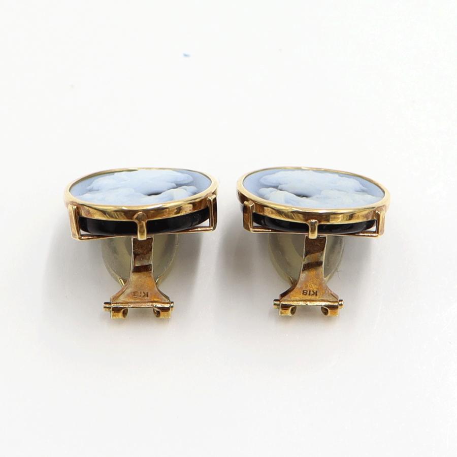 K18メノウカメオイヤリング　重量6.58ｇ(両耳・総重量)　（中古）