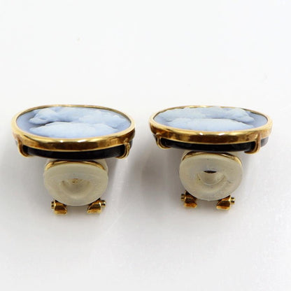 K18メノウカメオイヤリング　重量6.58ｇ(両耳・総重量)　（中古）