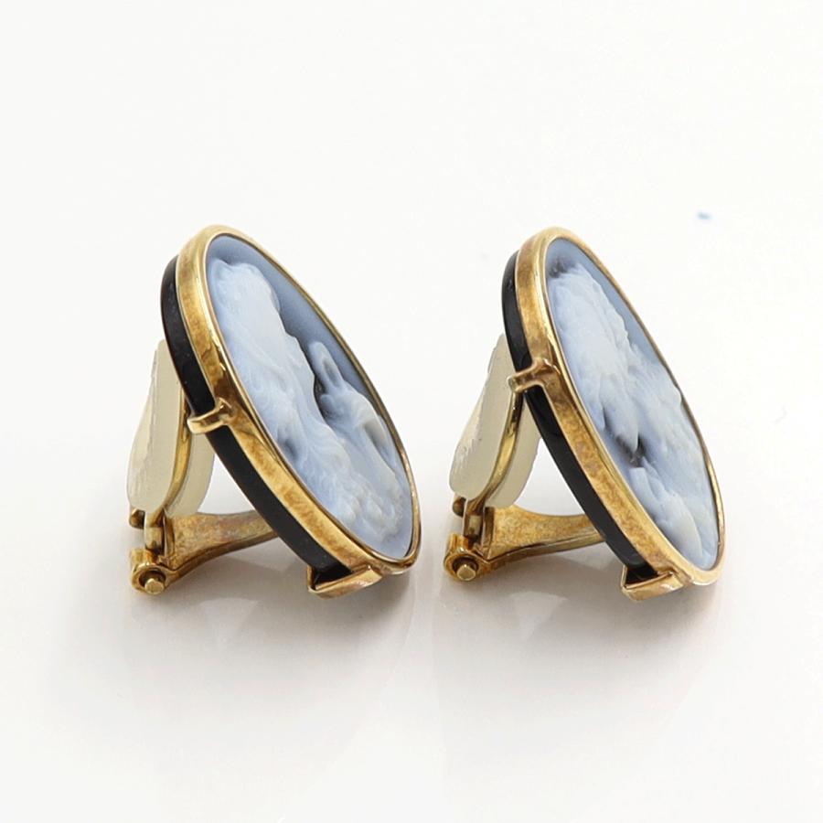 K18メノウカメオイヤリング　重量6.58ｇ(両耳・総重量)　（中古）