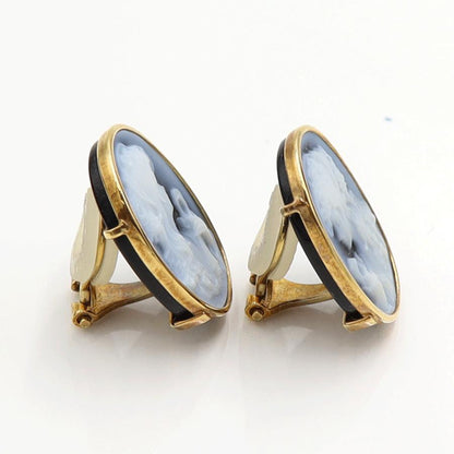 K18メノウカメオイヤリング　重量6.58ｇ(両耳・総重量)　（中古）