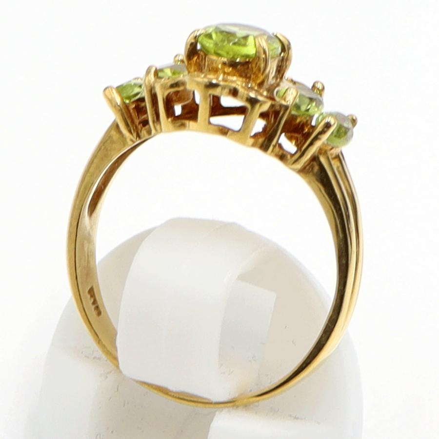 K18ペリドットリング　リングサイズ11号　重量4.06ｇ(石の重量含む)　レディース（中古）