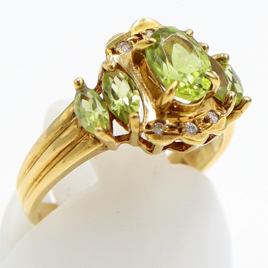 K18ペリドットリング　リングサイズ11号　重量4.06ｇ(石の重量含む)　レディース（中古）