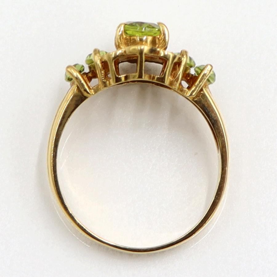K18ペリドットリング　リングサイズ11号　重量4.06ｇ(石の重量含む)　レディース（中古）