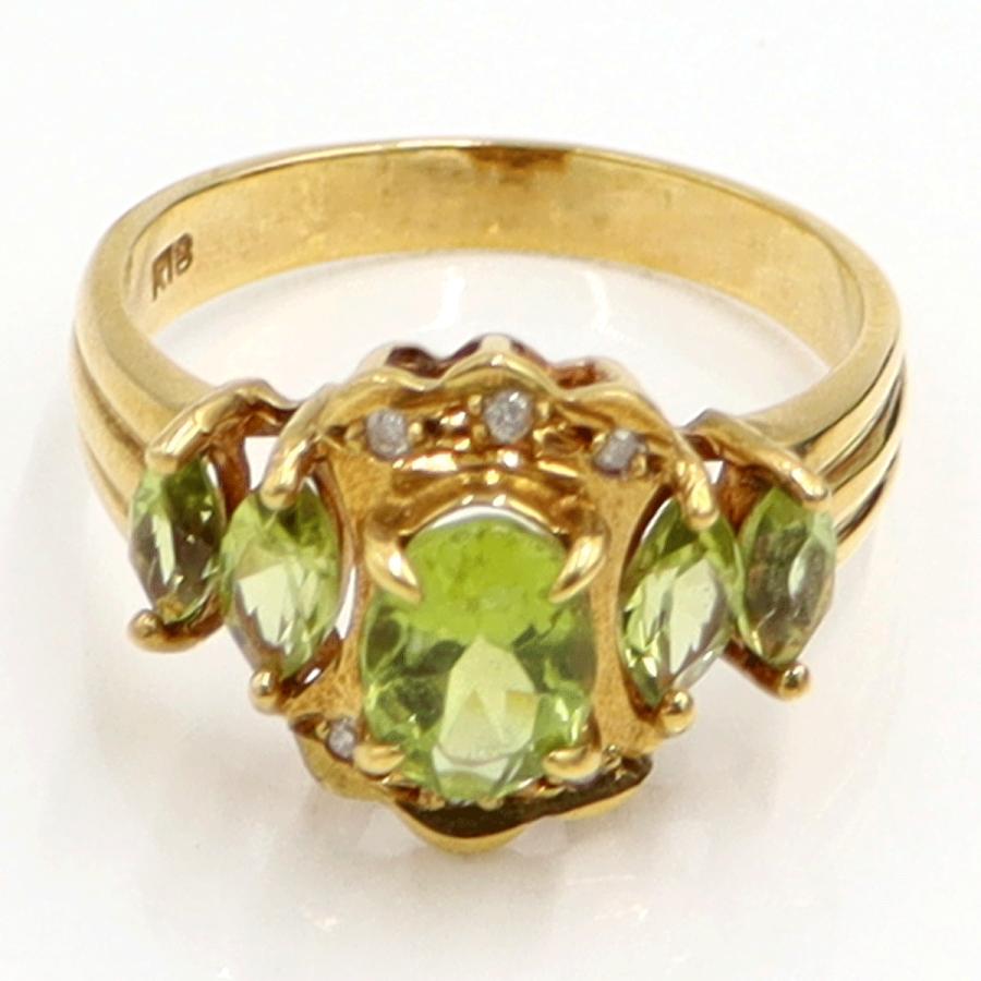 K18ペリドットリング　リングサイズ11号　重量4.06ｇ(石の重量含む)　レディース（中古）