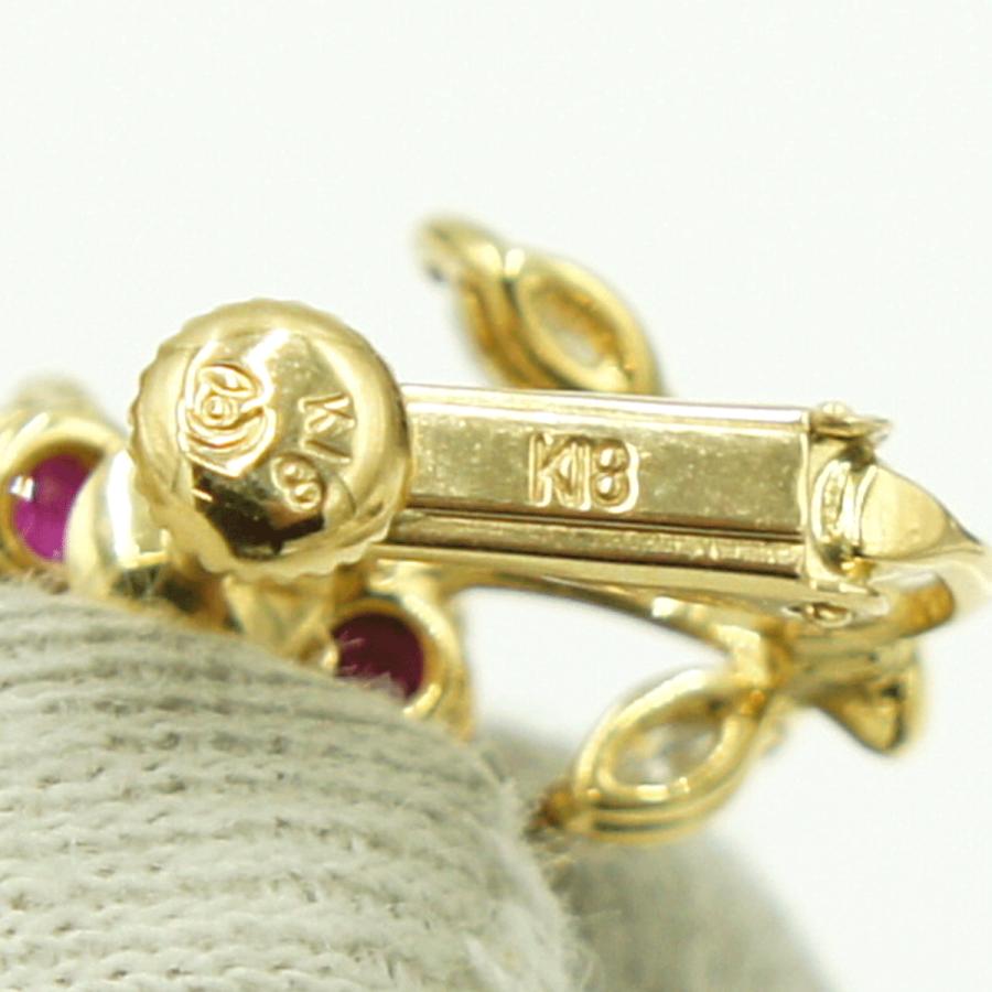 田崎真珠(TASAKI)K18ルビーイヤリング「フラワー」　R1.20ct　D0.18ct　重量4.56ｇ(石の重量含む)　レディース（中古）