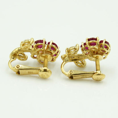 田崎真珠(TASAKI)K18ルビーイヤリング「フラワー」　R1.20ct　D0.18ct　重量4.56ｇ(石の重量含む)　レディース（中古）