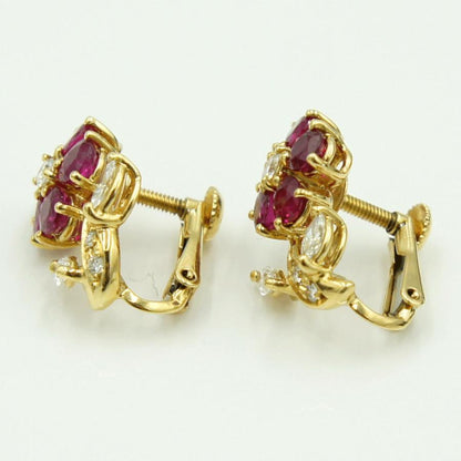 田崎真珠(TASAKI)K18ルビーイヤリング「フラワー」　R1.20ct　D0.18ct　重量4.56ｇ(石の重量含む)　レディース（中古）