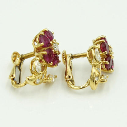 田崎真珠(TASAKI)K18ルビーイヤリング「フラワー」　R1.20ct　D0.18ct　重量4.56ｇ(石の重量含む)　レディース（中古）